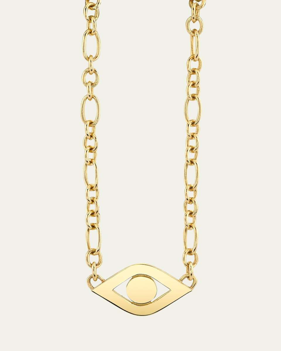 14k Yellow Gold Extra-Large Evil Eye Link Necklace